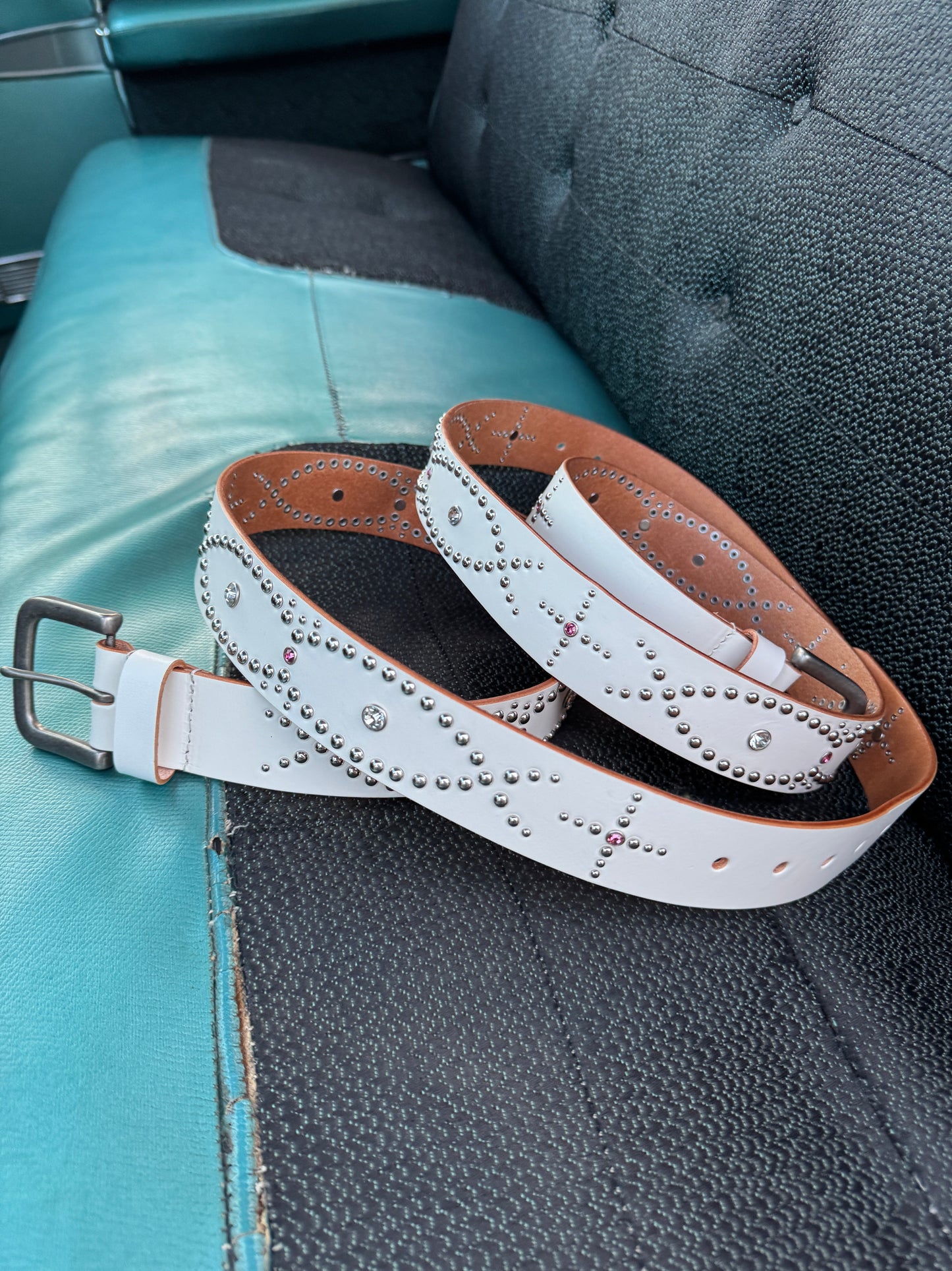 ASPACE* STUDDED BELT [ WHITE ]