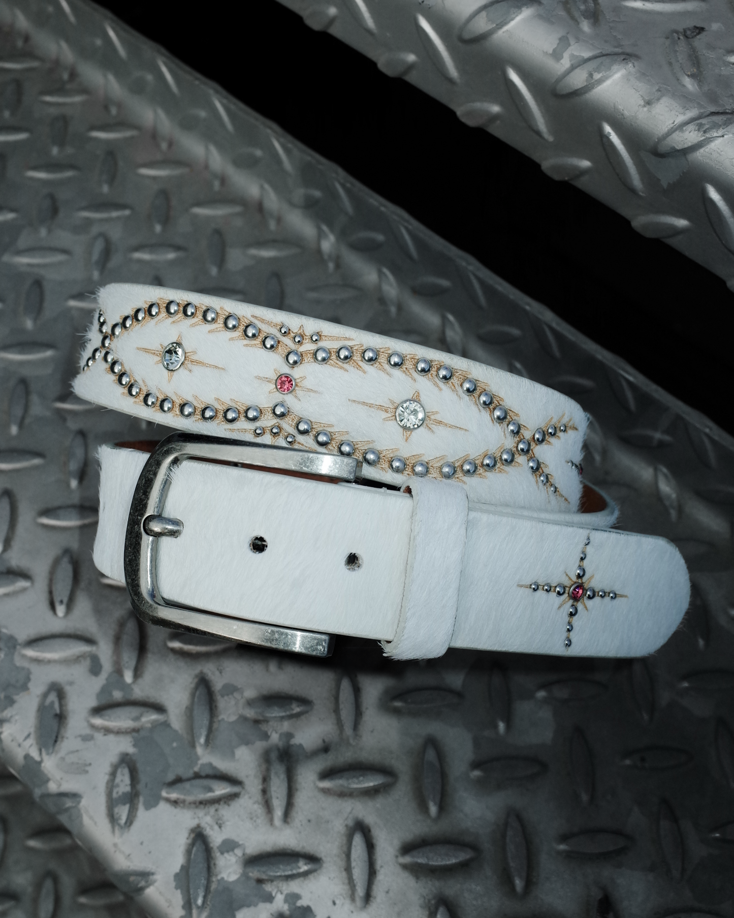 DEXSPACE* STUDDED BELT [ SNOW FUR ]